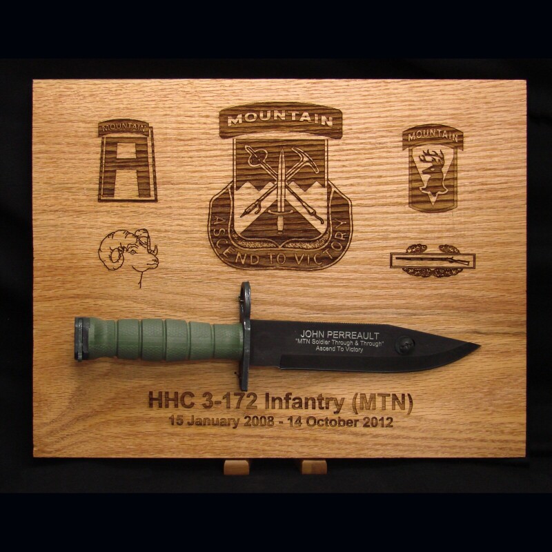 Custom Military Plaques with Knives Attached — Vermont Awards & Engraving